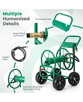 Inolait Garden Water Hose Reel Cart with 4 Wheels and Non-slip Grip - Green