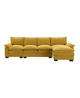 Simplie Fun 118x55" Modern L-Shaped Chenille Cloud Sofa With Double Seat Cushions, 5-Seat