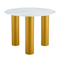40" Round White Dining Table, Golden Legs
