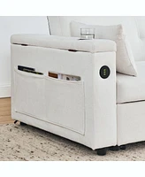 54" Pull-Out Sleeper Sofa Bed Double Seat Recliner Sofa Bed With Armrests With Storage