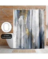 71x74 Abstract Shower Curtain - Revolving Motion by Pi Creative Art