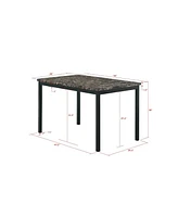 Furniture 5 Piece Metal Dinette Set With Faux Marble Top - Black, Dinning Set, Table&4 Chairs