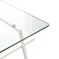White Metal and Glass Coffee Table