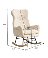 Streamdale Furniture Modern High-Backed Rocking Chair in Teddy Material