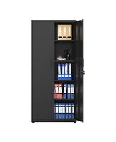 High Storage Cabinet With 2 Doors And 4 Partitions To Separate 5 Storage Spaces, Home/ Office Design