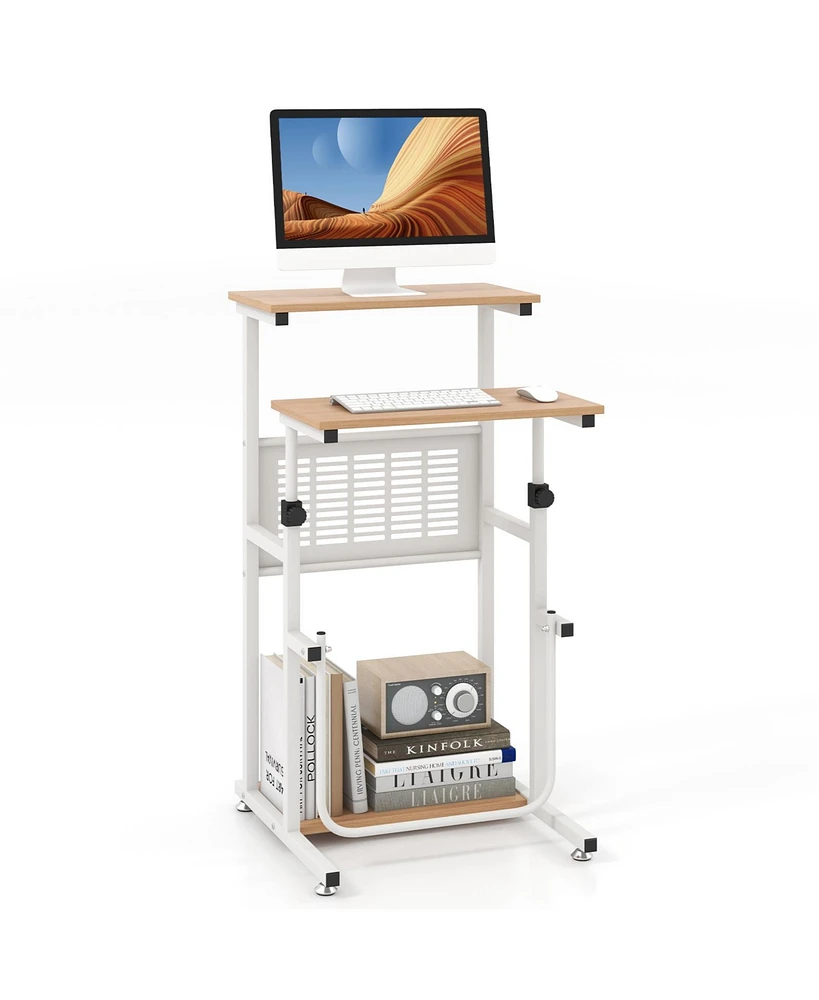 Costway Stand Up Desk Height Adjustable Sit Stand Computer Workstation Standing Desk