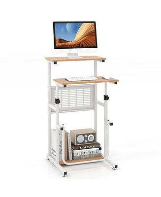 Costway Stand Up Desk Height Adjustable Sit Stand Computer Workstation Standing Desk