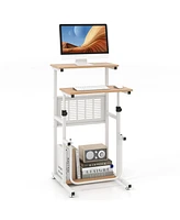 Costway Stand Up Desk Height Adjustable Sit Stand Computer Workstation Standing Desk