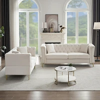 Tufted Combo Sofa, Rolled Arms, Nailhead Trim, 4 Pillows