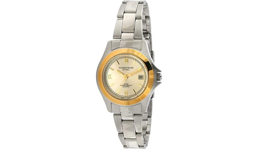 Timetech Women's Stainless Steel Round Two-Tone Bracelet Watch