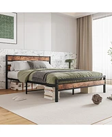 Streamdale Furniture Rustic Wood Headboard Platform Bed Frame