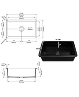 Mondawe Undermount 32 in. Single Bowl Fireclay Kitchen Sink Comes With Stainless Steel Bottom Grid and Strainer