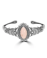 American West Jewelry Sterling Silver Women's Oval Genuine Pink Opal Cuff Bracelet Size Medium and Large