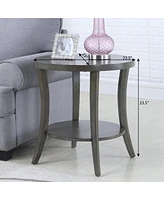 Streamdale Furniture Perth Contemporary Oval Shelf End Table, Espresso