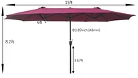 15' X 9' Double-Sided Patio Umbrella Outdoor