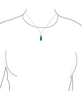 Bling Jewelry Classic Jade Teardrop Pendant Necklace Sterling Silver