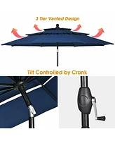 Gymax 10ft 3 Tier Patio Market Umbrella Aluminum Shade Shelter Double Vented Turquoise