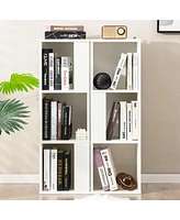 3-Tier 6 Cube White Freestanding Bookcase with Anti-toppling Device