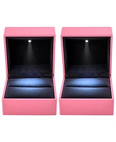 Yescom Led Ring Box Jewelry Wedding Engagement Proposal Lighted Pin Storage Case 2 Pack