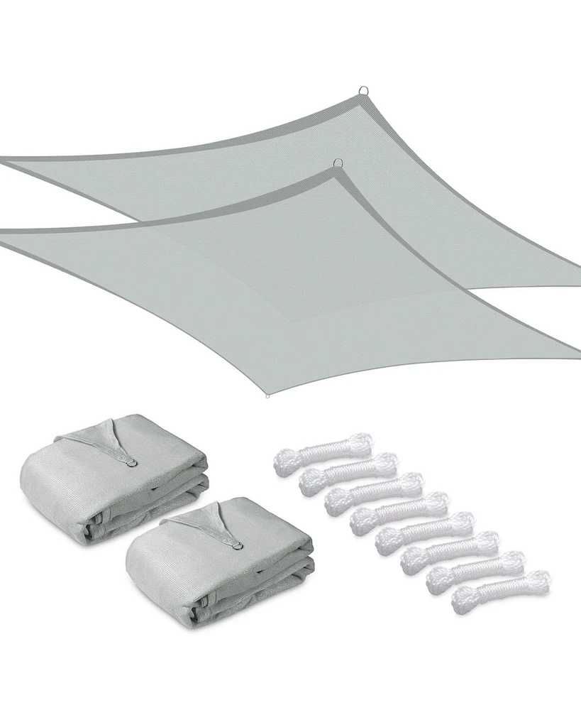 2 Pack 12x8 Ft 97% Uv Block Rectangle Hdpe Sun Shade Sail Heavy Duty Canopy