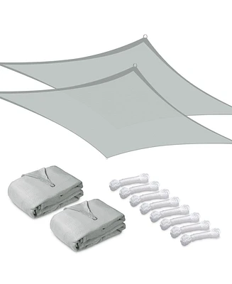 2 Pack 12x8 Ft 97% Uv Block Rectangle Hdpe Sun Shade Sail Heavy Duty Canopy