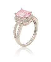 Suzy Levian New York Sterling Silver Cubic Zirconia Pink Engagement Ring