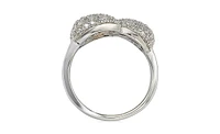 Suzy Levian New York Sterling Silver Cubic Zirconia 3 Leaf Pave Puff Ring