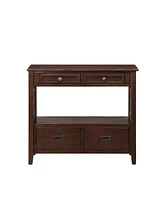 Streamdale Furniture 36" Farmhouse Pine Wood Console Table Entry Sofa Table With 4 Drawers & 1 Storage Shelf