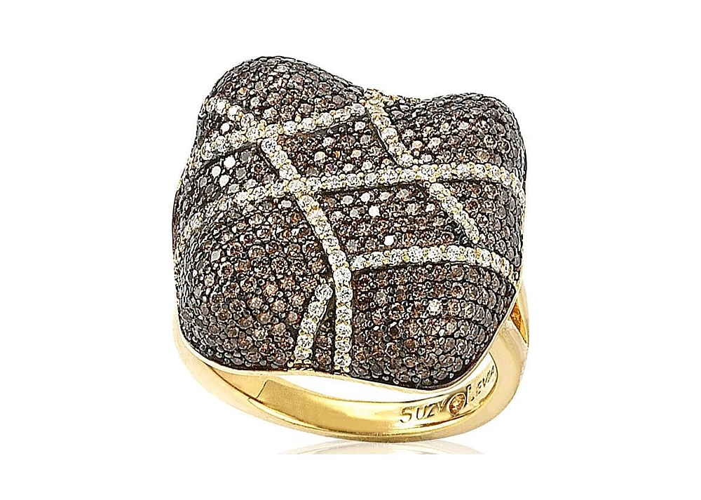 Suzy Levian Sterling Silver Cubic Zirconia Pave Wrapped Pillow Ring