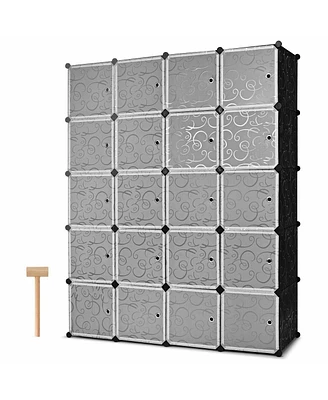 Sugift 20-Cube Diy Plastic Cube Storage Organizer with Doors