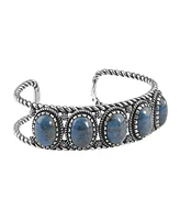 American West Jewelry Sterling Silver Women's Cuff Bracelet & Men's Denim Lapis Gemstone 5-Stone Design S - L