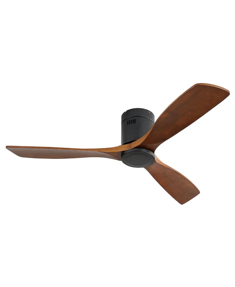 Sofucor 52" Flush Mount Ceiling Fan, Remote, 3 Walnut Blades, Dc Motor, 6-Speed