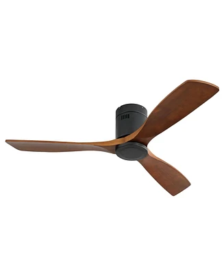 Sofucor 52" Flush Mount Ceiling Fan, Remote, 3 Walnut Blades, Dc Motor, 6-Speed