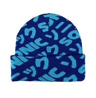 Sonic The Hedgehog Men's Sonic Flat Embroidery Blue Aop Jacquard Acrylic Knit Beanie