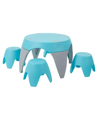 ECR4Kids Ayana Table and Stool Set, Cyan/Light Grey, 5-Piece