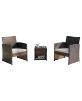 Nestl 3 Piece Patio Furniture Wicker Conversation Set