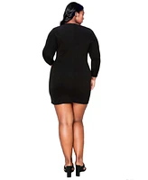 L I V D Plus Raven Faux Wrap Bodycon Dress