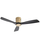 Sofucor 52" Low Profile Ceiling Fan, No Light, 3 Carved Wood Blades, Dc Motor