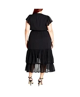 City Chic Women's Midi Frill Dee Tiered Dress