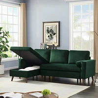 88" Reversible Pull Out Sleeper Sectional Storage Sofa Bed, Corner Sofa-Bed With Storage Chair