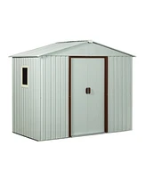 Streamdale Furniture 6FT X 5FT Outdoor Metal Storage Shed With Window White