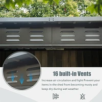 Outdoor Metal Storage Shed with Sloping Roof and Lockable Door