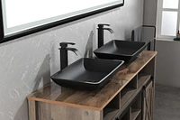 Streamdale Furniture Black Matte Rectangular Vessel Sink with Faucet and Drain