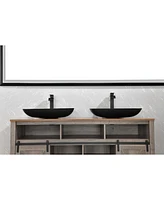 Streamdale Furniture Black Matte Rectangular Vessel Sink with Faucet and Drain