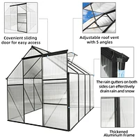 Durable 6x8 Ft Polycarbonate Greenhouse with Raised Base