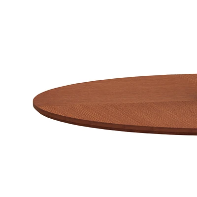 Simplie Fun 42" Modern Round Dining Table With Printed Oak Color Grain Tabletop