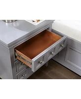 Gray Solid Wood 3-Drawer Nightstand