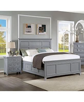 Gray Solid Wood 3-Drawer Nightstand