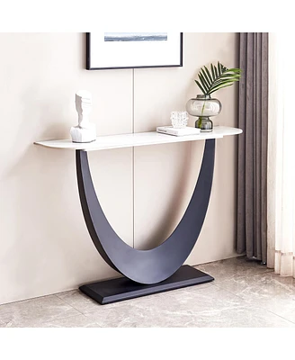 Simplie Fun Black Metal Console Table with Adjustable Foot Pads