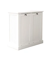 Streamdale Furniture Two-Compartment Tilt-Out Laundry Sorter Cabinet-White